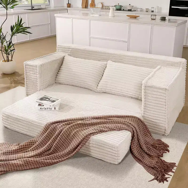75 Convertible Sofa Bed, Boneless Couch Bed with 2 Pillows, Folding Pull Out Couch, Loveseat Sleeper Sofa for Living Room, No Assembly