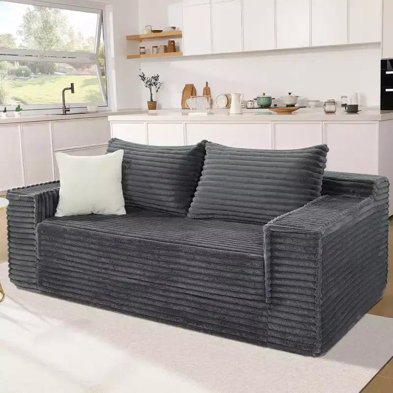 75 Convertible Sofa Bed, Boneless Couch Bed with 2 Pillows, Folding Pull Out Couch, Loveseat Sleeper Sofa for Living Room, No Assembly