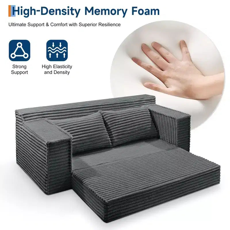 75 Convertible Sofa Bed, Boneless Couch Bed with 2 Pillows, Folding Pull Out Couch, Loveseat Sleeper Sofa for Living Room, No Assembly