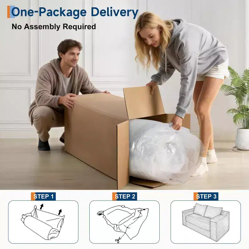 75 Convertible Sofa Bed, Boneless Couch Bed with 2 Pillows, Folding Pull Out Couch, Loveseat Sleeper Sofa for Living Room, No Assembly