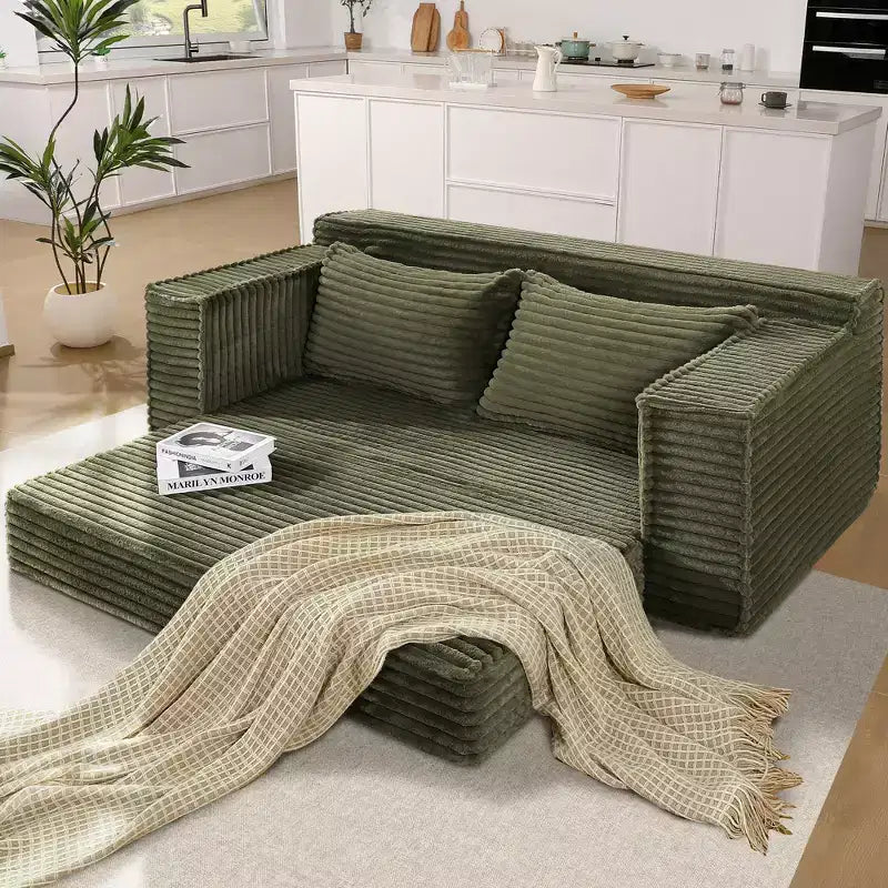 75 Convertible Sofa Bed, Boneless Couch Bed with 2 Pillows, Folding Pull Out Couch, Loveseat Sleeper Sofa for Living Room, No Assembly