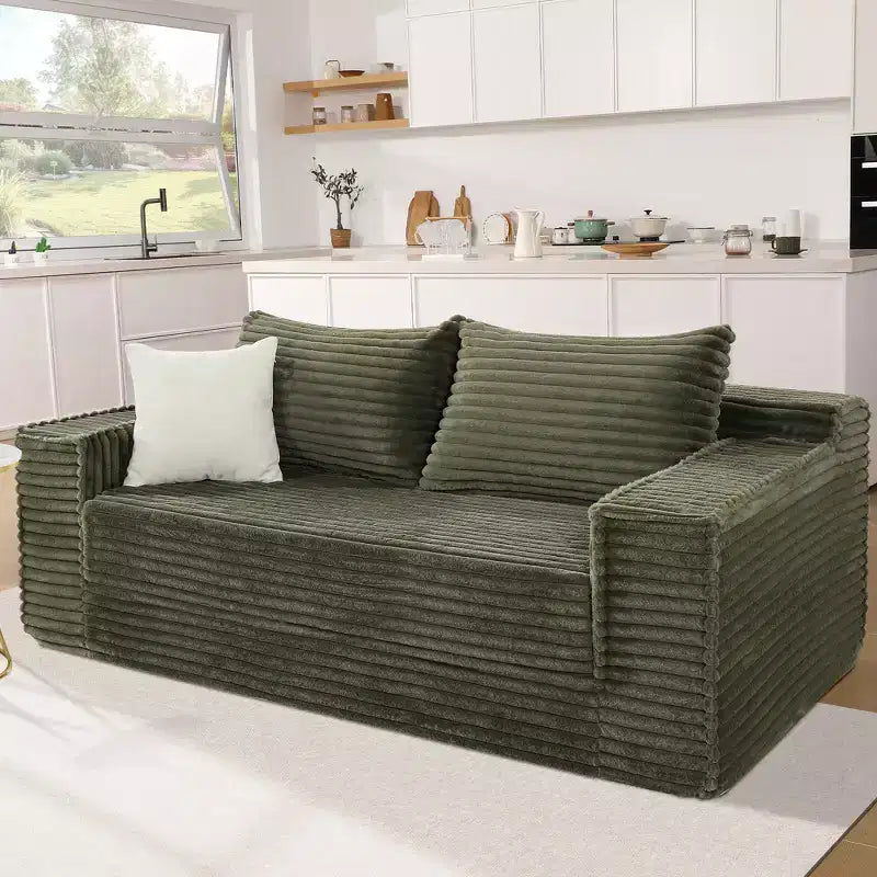 75 Convertible Sofa Bed, Boneless Couch Bed with 2 Pillows, Folding Pull Out Couch, Loveseat Sleeper Sofa for Living Room, No Assembly