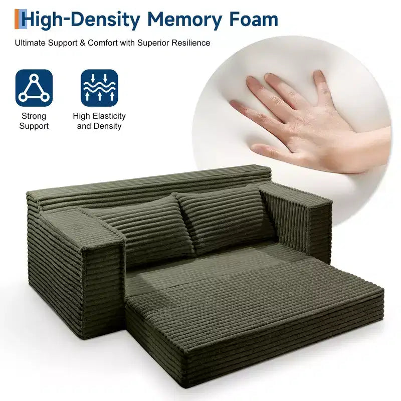 75 Convertible Sofa Bed, Boneless Couch Bed with 2 Pillows, Folding Pull Out Couch, Loveseat Sleeper Sofa for Living Room, No Assembly