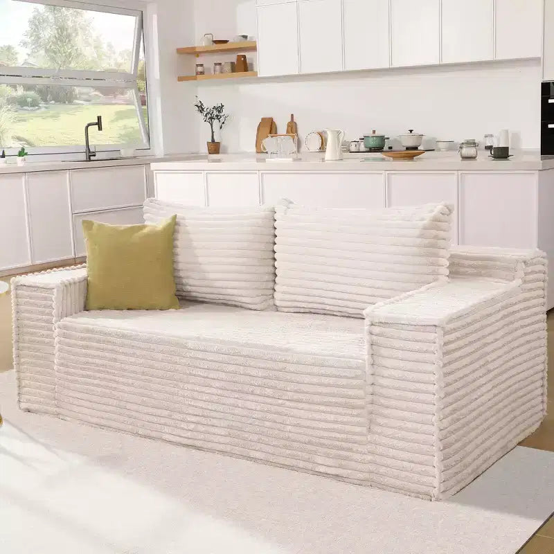 75 Convertible Sofa Bed, Boneless Couch Bed with 2 Pillows, Folding Pull Out Couch, Loveseat Sleeper Sofa for Living Room, No Assembly
