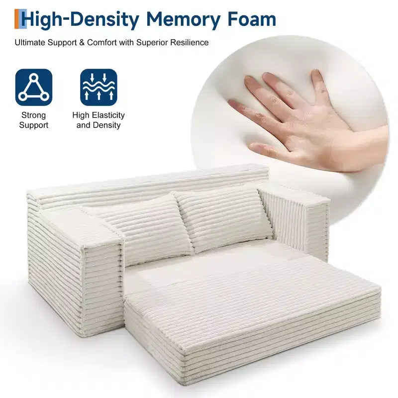 75 Convertible Sofa Bed, Boneless Couch Bed with 2 Pillows, Folding Pull Out Couch, Loveseat Sleeper Sofa for Living Room, No Assembly