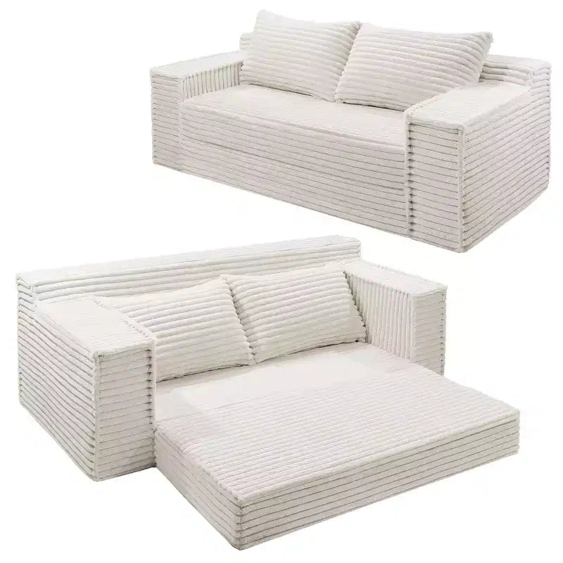 75 Convertible Sofa Bed, Boneless Couch Bed with 2 Pillows, Folding Pull Out Couch, Loveseat Sleeper Sofa for Living Room, No Assembly