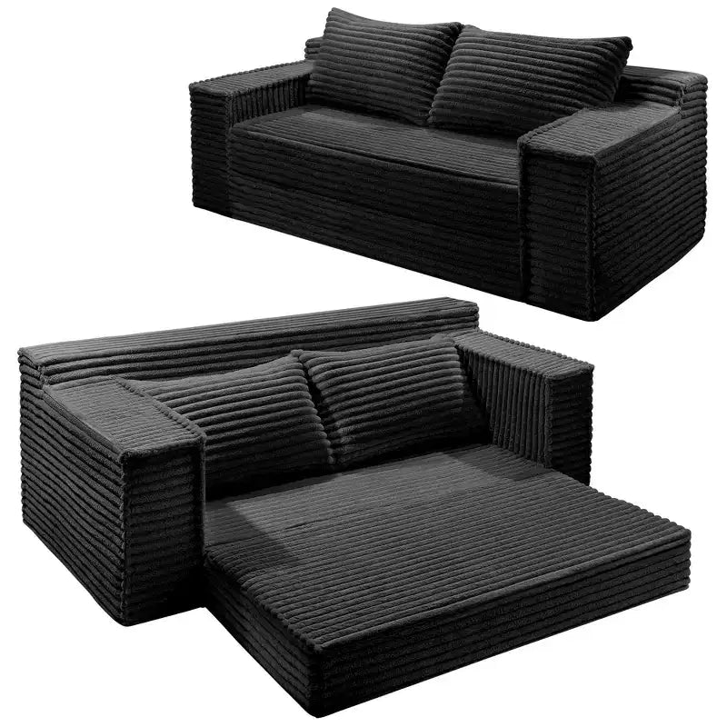 75 Convertible Sofa Bed, Boneless Couch Bed with 2 Pillows, Folding Pull Out Couch, Loveseat Sleeper Sofa for Living Room, No Assembly