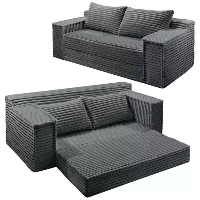 75 Convertible Sofa Bed, Boneless Couch Bed with 2 Pillows, Folding Pull Out Couch, Loveseat Sleeper Sofa for Living Room, No Assembly