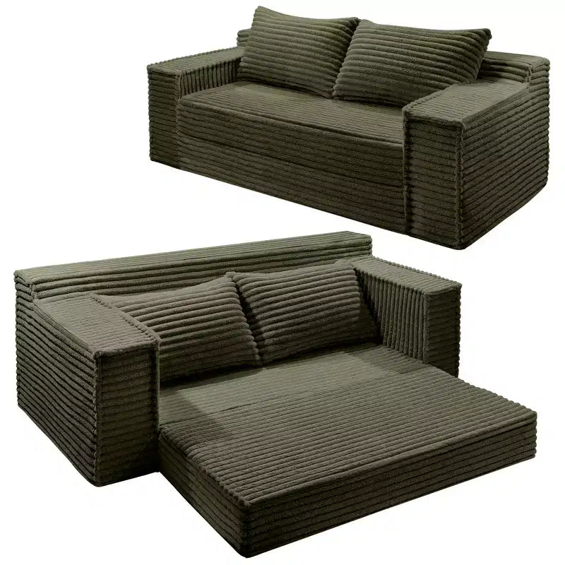 75 Convertible Sofa Bed, Boneless Couch Bed with 2 Pillows, Folding Pull Out Couch, Loveseat Sleeper Sofa for Living Room, No Assembly