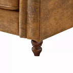 Traditional 2-Seater Chesterfield Sofa with Rolled Arms and Wood Frame, PU Leather Accent Sofa Couch for Living Room or Lounge - Panipeachy