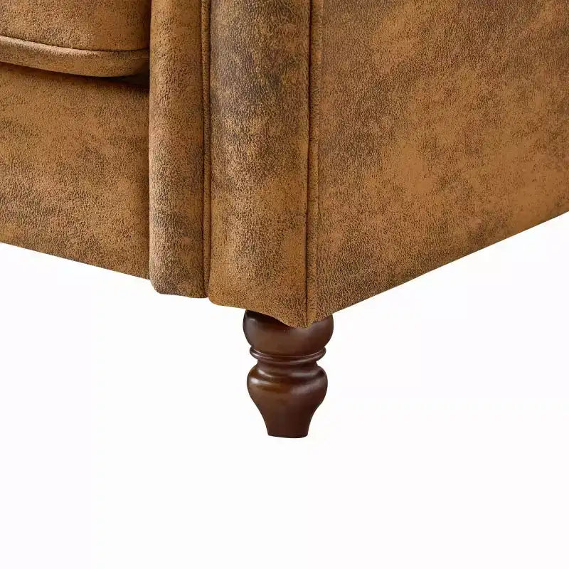 Traditional 2-Seater Chesterfield Sofa with Rolled Arms and Wood Frame, PU Leather Accent Sofa Couch for Living Room or Lounge - Panipeachy