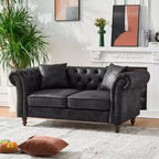 Traditional 2-Seater Chesterfield Sofa with Rolled Arms and Wood Frame, PU Leather Accent Sofa Couch for Living Room or Lounge - Panipeachy