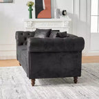 Traditional 2-Seater Chesterfield Sofa with Rolled Arms and Wood Frame, PU Leather Accent Sofa Couch for Living Room or Lounge - Panipeachy