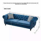 Canapé Chesterfield 3 places de style Mid-Century avec garniture cloutée, accoudoirs roulés et cadre en bois, canapé en velours pour salon, lounge - Panipeachy