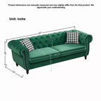 Canapé Chesterfield 3 places de style Mid-Century avec garniture cloutée, accoudoirs roulés et cadre en bois, canapé en velours pour salon, lounge - Panipeachy