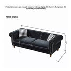Canapé Chesterfield 3 places de style Mid-Century avec garniture cloutée, accoudoirs roulés et cadre en bois, canapé en velours pour salon, lounge - Panipeachy