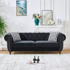 Mid-Century 3-Seater Chesterfield Sofa with Nailhead Trim, Rolled Arms and Wood Frame, Velvet Sofa Couch for Living Room, Lounge - Panipeachy