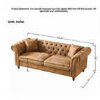 Traditional 3-Seater Chesterfield Sofa with Rolled Arms and Wood Frame, PU Leather Accent Sofa Couch for Living Room or Lounge - Panipeachy