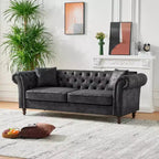 Traditional 3-Seater Chesterfield Sofa with Rolled Arms and Wood Frame, PU Leather Accent Sofa Couch for Living Room or Lounge - Panipeachy