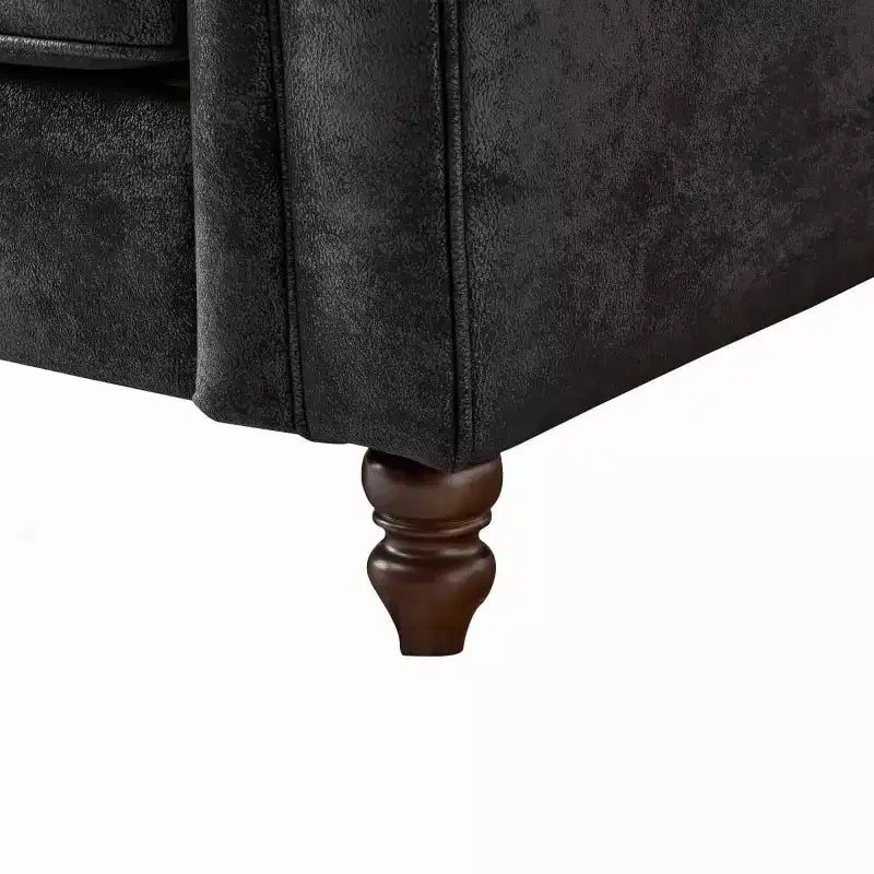 Traditional 3-Seater Chesterfield Sofa with Rolled Arms and Wood Frame, PU Leather Accent Sofa Couch for Living Room or Lounge - Panipeachy