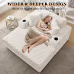 Upholstered Modern Sleeper Sofa Bed with Throw Pillows & Armrests, Large Comfy Reading Chair for Living Room and Bedroom