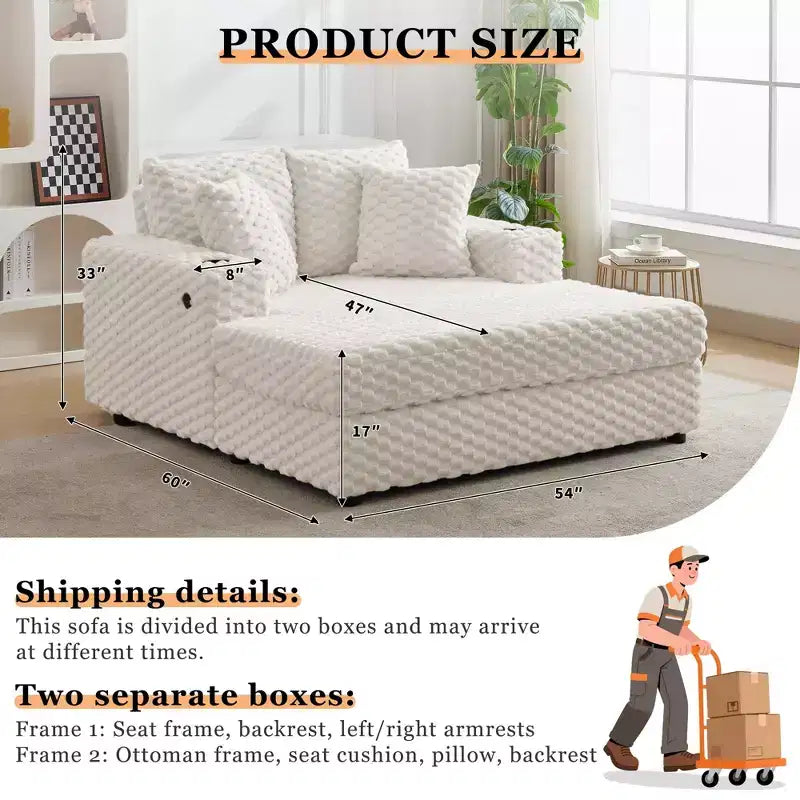 Upholstered Modern Sleeper Sofa Bed with Throw Pillows & Armrests, Large Comfy Reading Chair for Living Room and Bedroom