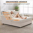 Upholstered Modern Sleeper Sofa Bed with Throw Pillows & Armrests, Large Comfy Reading Chair for Living Room and Bedroom
