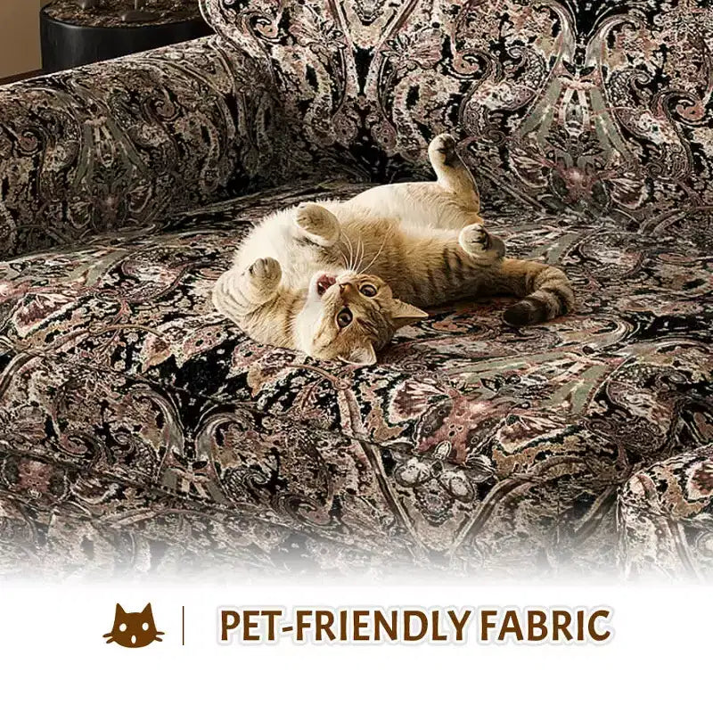 MAYEERTY Luxuriously Comfortable 3&4 Seater Cloud Couch, Chenille Fabric Sofa with Rolled Arms & Pleated Skrit Black Foral