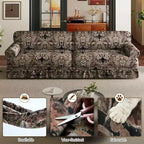 MAYEERTY Luxuriously Comfortable 3&4 Seater Cloud Couch, Chenille Fabric Sofa with Rolled Arms & Pleated Skrit Black Foral