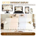 MAYEERTY Canapé nuage 3 et 4 places luxueusement confortable, en tissu chenille avec accoudoirs roulés et jupe plissée, beige
