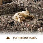 MAYEERTY 93.7 Canapé nuage 4 places luxueusement confortable, canapé en tissu chenille avec accoudoirs roulés et jupe plissée Noir Floral