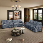 MAYEERTY 93.7 Luxuriously Comfortable 4 Seater Cloud Couch, Chenille Fabric Sofa with Rolled Arms & Pleated Skirt Blue Floral