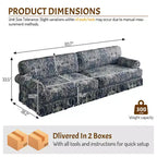 MAYEERTY 93.7 Luxuriously Comfortable 4 Seater Cloud Couch, Chenille Fabric Sofa with Rolled Arms & Pleated Skirt Blue Floral