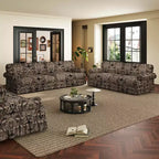 MAYEERTY 74 Luxuriously Comfortable 3 Seater Cloud Couch, Oxford Fabric Sofa with Rolled Arms & Pleated Skirt Design Black Floral