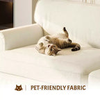 MAYEERTY 74 Luxuriously Comfortable 3 Seater Cloud Couch, Oxford Fabric Sofa with Rolled Arms & Pleated Skirt Design Beige