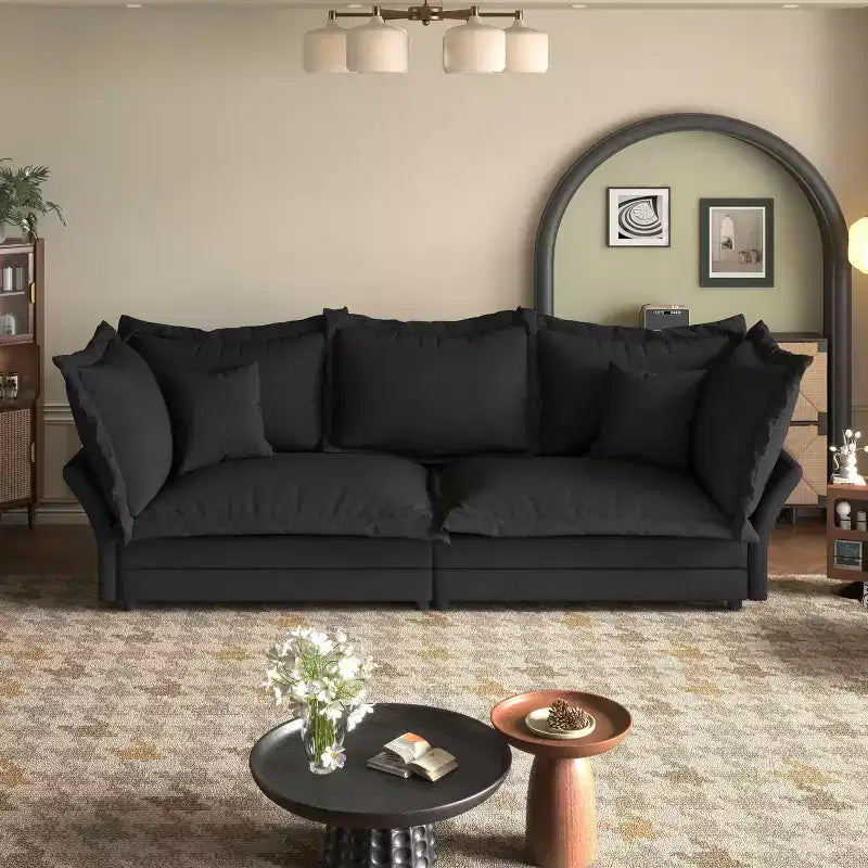 MAYEERTY 90.55 Canapé moderne et confortable rembourré Cloud, canapés profonds avec plusieurs grands coussins noirs