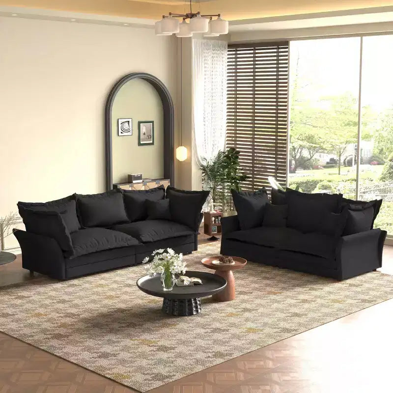 MAYEERTY 90.55 Canapé moderne et confortable rembourré Cloud, canapés profonds avec plusieurs grands coussins noirs