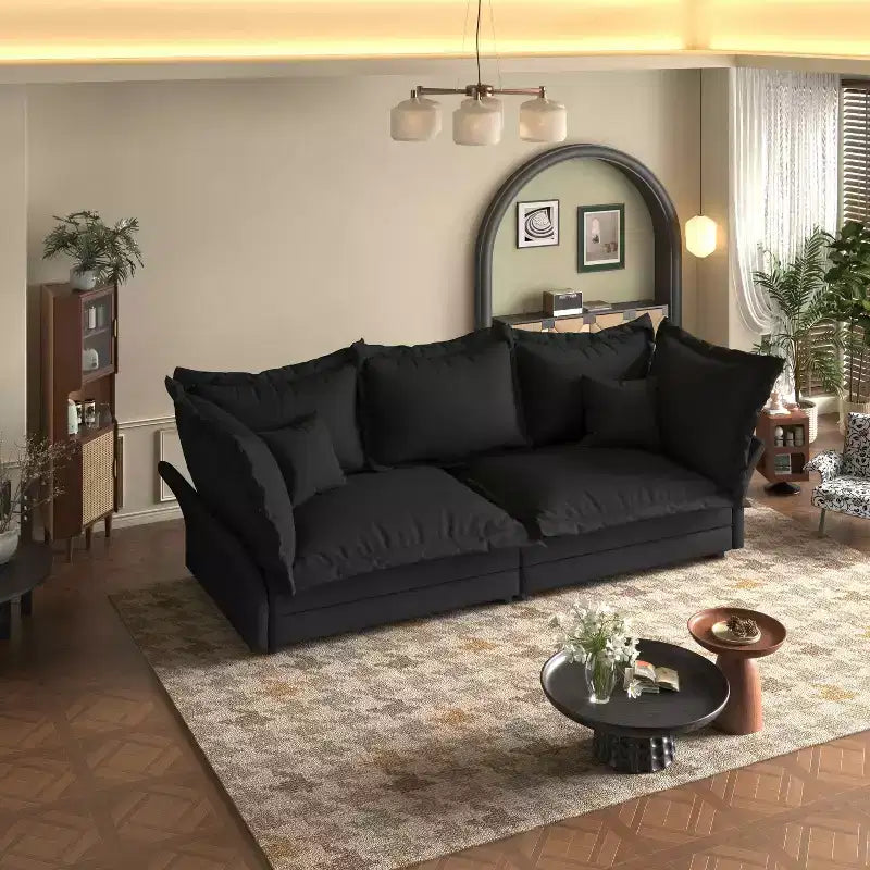MAYEERTY 90.55 Canapé moderne et confortable rembourré Cloud, canapés profonds avec plusieurs grands coussins noirs