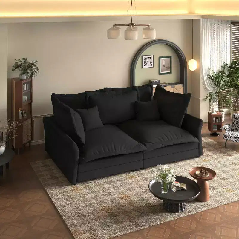 MAYEERTY 90.55 Canapé moderne et confortable rembourré Cloud, canapés profonds avec plusieurs grands coussins noirs