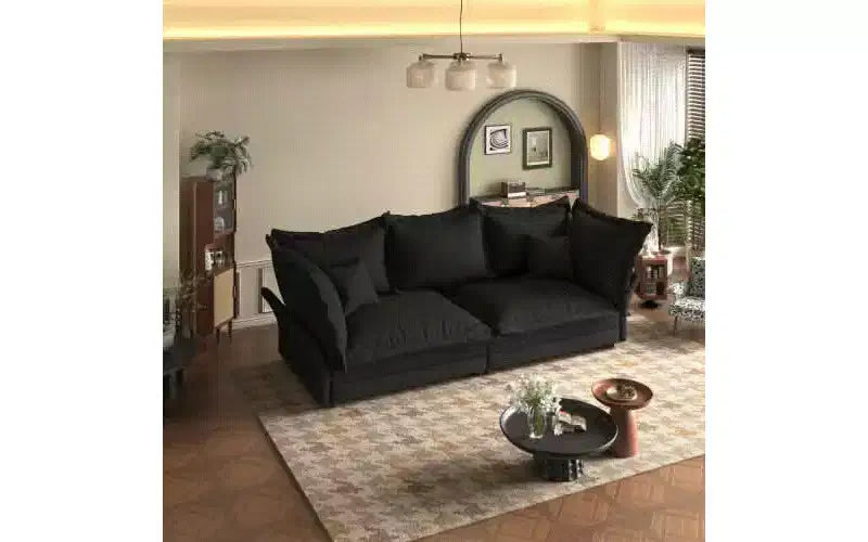 MAYEERTY 90.55 Canapé moderne et confortable rembourré Cloud, canapés profonds avec plusieurs grands coussins noirs
