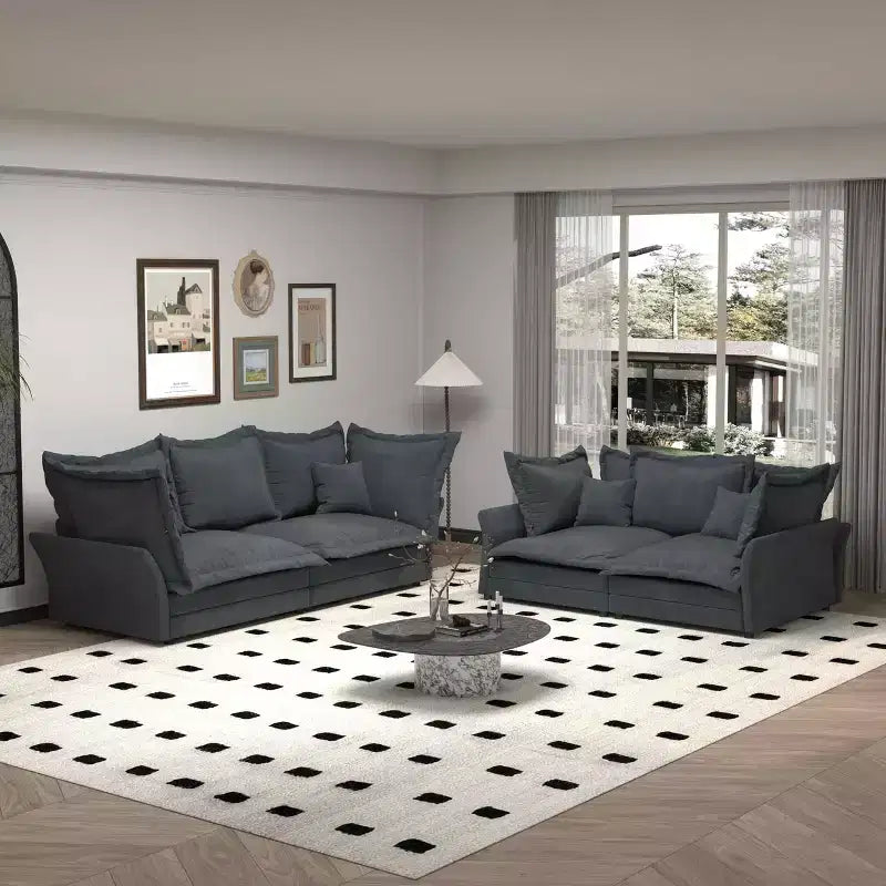 MAYEERTY 90.55 Modern Comfy Upholstered Sofa Cloud Couch,Deep Seat Couches with Multiple Large Sofa Pillows Gray