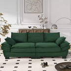Mid Century Modern Couch,Corduroy Upholstered Small Sofa with 2 Throw Pillows, Comfortable Backrest, Sofa for Living Room Bedroom