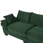 Mid Century Modern Couch,Corduroy Upholstered Small Sofa with 2 Throw Pillows, Comfortable Backrest, Sofa for Living Room Bedroom
