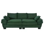 Mid Century Modern Couch,Corduroy Upholstered Small Sofa with 2 Throw Pillows, Comfortable Backrest, Sofa for Living Room Bedroom