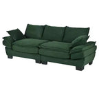 Mid Century Modern Couch,Corduroy Upholstered Small Sofa with 2 Throw Pillows, Comfortable Backrest, Sofa for Living Room Bedroom