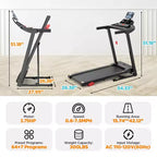 Tapis de course 3,75 CV capacité 136 kg, pliable et inclinable, 64+7 programmes intelligents, 12 km/h, contrôle via application, tapis de course pour la marche et le jogging à domicile avec haut-parleur HiFi