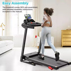 Tapis de course 3,75 CV capacité 136 kg, pliable et inclinable, 64+7 programmes intelligents, 12 km/h, contrôle via application, tapis de course pour la marche et le jogging à domicile avec haut-parleur HiFi