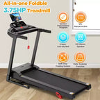 Tapis de course 3,75 CV capacité 136 kg, pliable et inclinable, 64+7 programmes intelligents, 12 km/h, contrôle via application, tapis de course pour la marche et le jogging à domicile avec haut-parleur HiFi