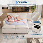 108 in Cloud Modular Sectional Sofa with Storage Armrests and Charging Ports, Movable Ottoman and Cup Holder Included, Beige