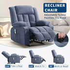 Fauteuil inclinable COZONY avec massage et fonction chauffante, fauteuil à bascule avec poches latérales et porte-gobelet pour salon